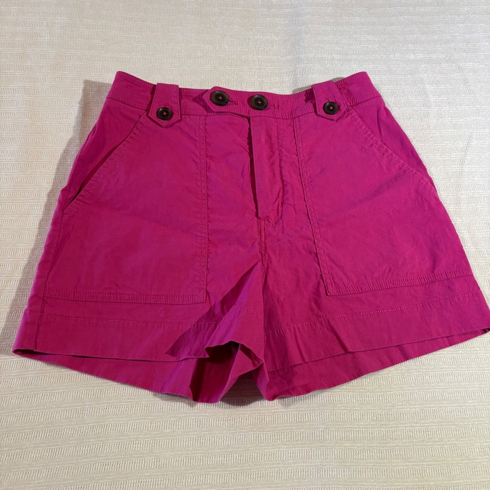 Maeve Anthropologie Pink Linen Blend Utility Shorts Magenta Size 4 OB1270858
